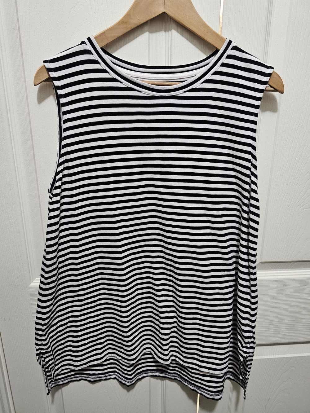Eileen Fisher Black and White Striped Sleeveless Tank